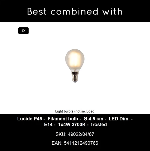 Lucide ANSTON - Table lamp - 1xE14 - Opal - CROSSSELL